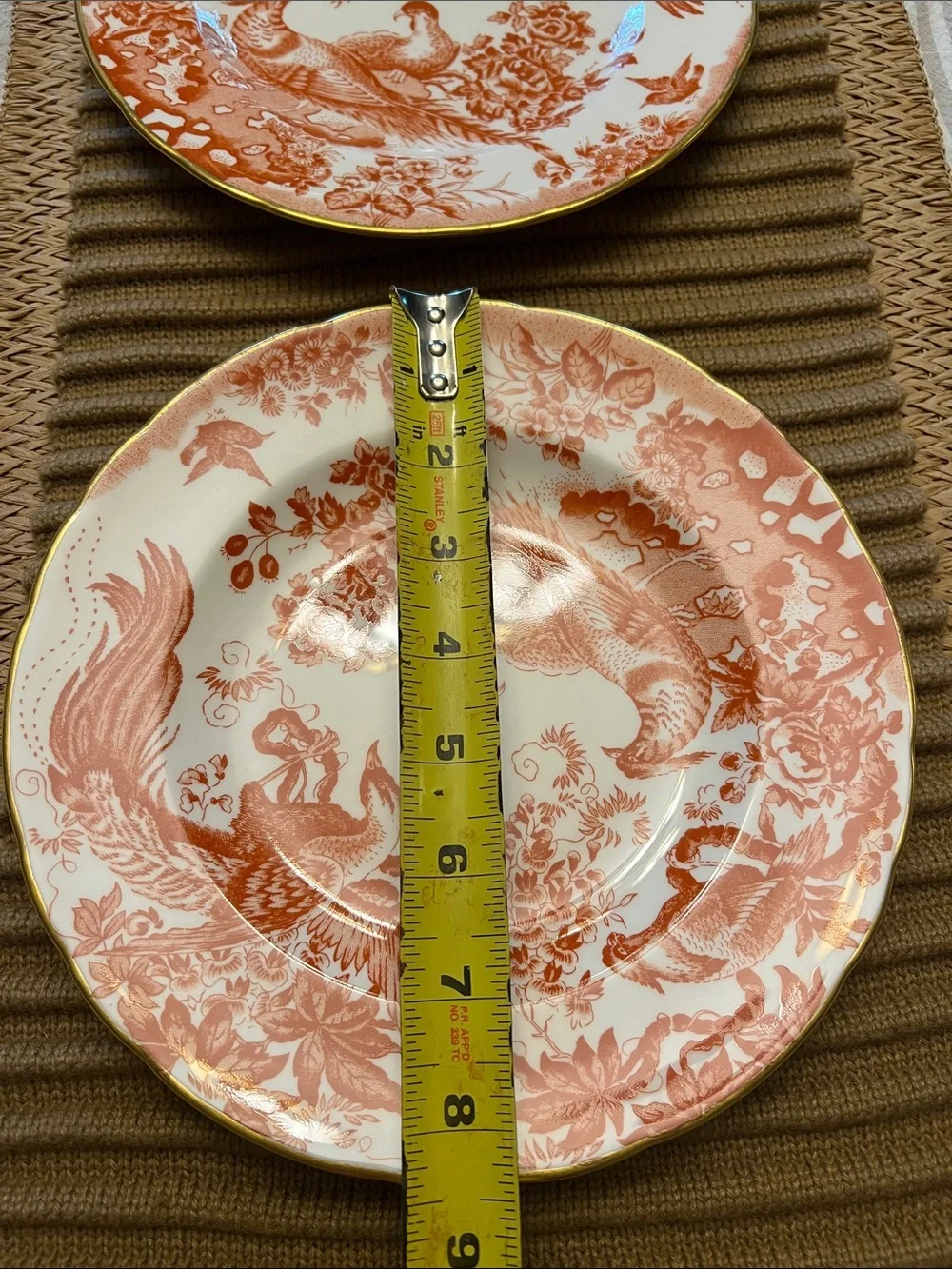 Royal Crown Derby English Bone China Red Aves. Set of 6.